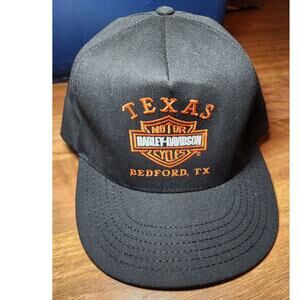 Black Harley Davidson Motorcycle Snapback Hat Bedford Texas NWOT